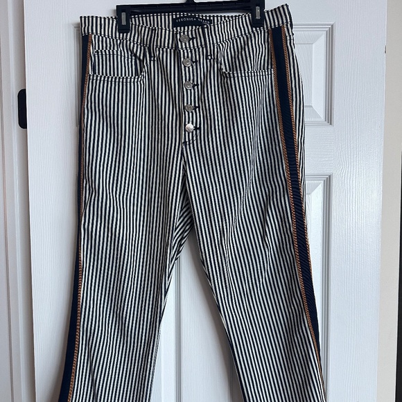 Veronica Beard Carolyn Stripe Crop Baby Bootcut Pants Size 32 - Picture 5 of 8